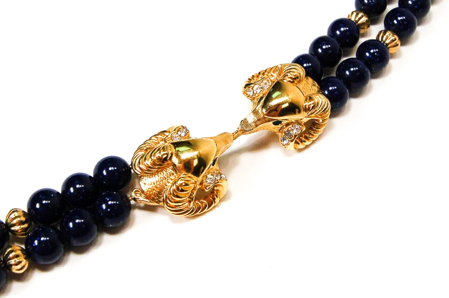Lapis Colored Beaded Necklace by KJL for Avon