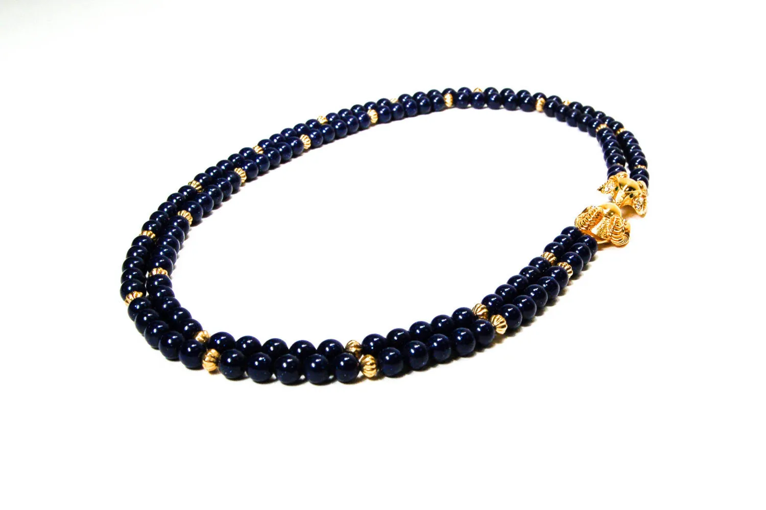 Lapis Colored Beaded Necklace by KJL for Avon