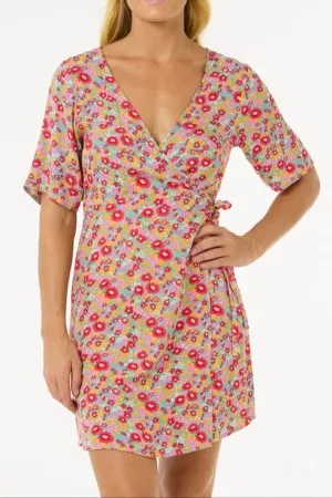 Las Dalias Ditsy Wrap Dress