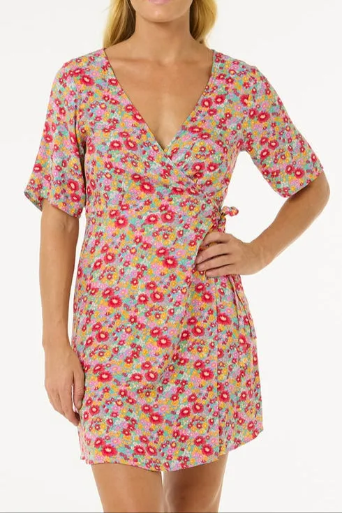 Las Dalias Ditsy Wrap Dress