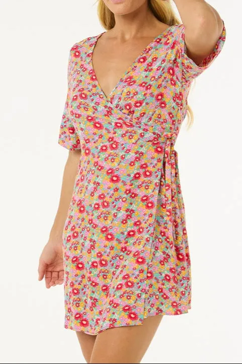 Las Dalias Ditsy Wrap Dress