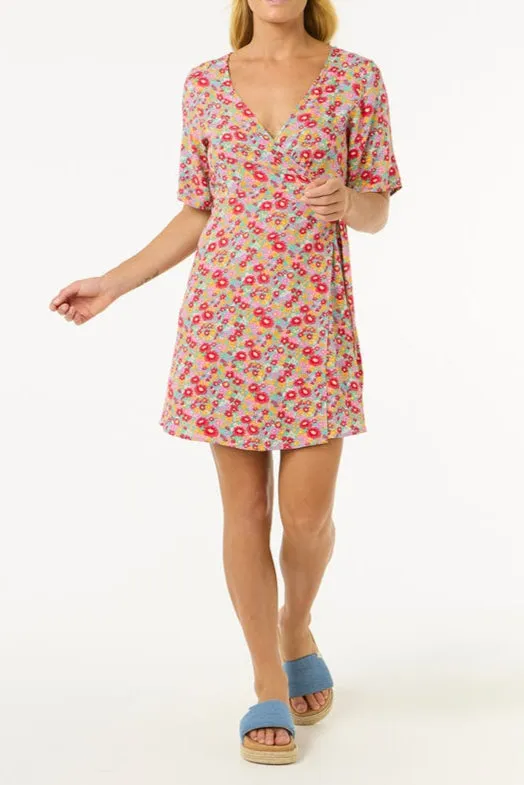 Las Dalias Ditsy Wrap Dress