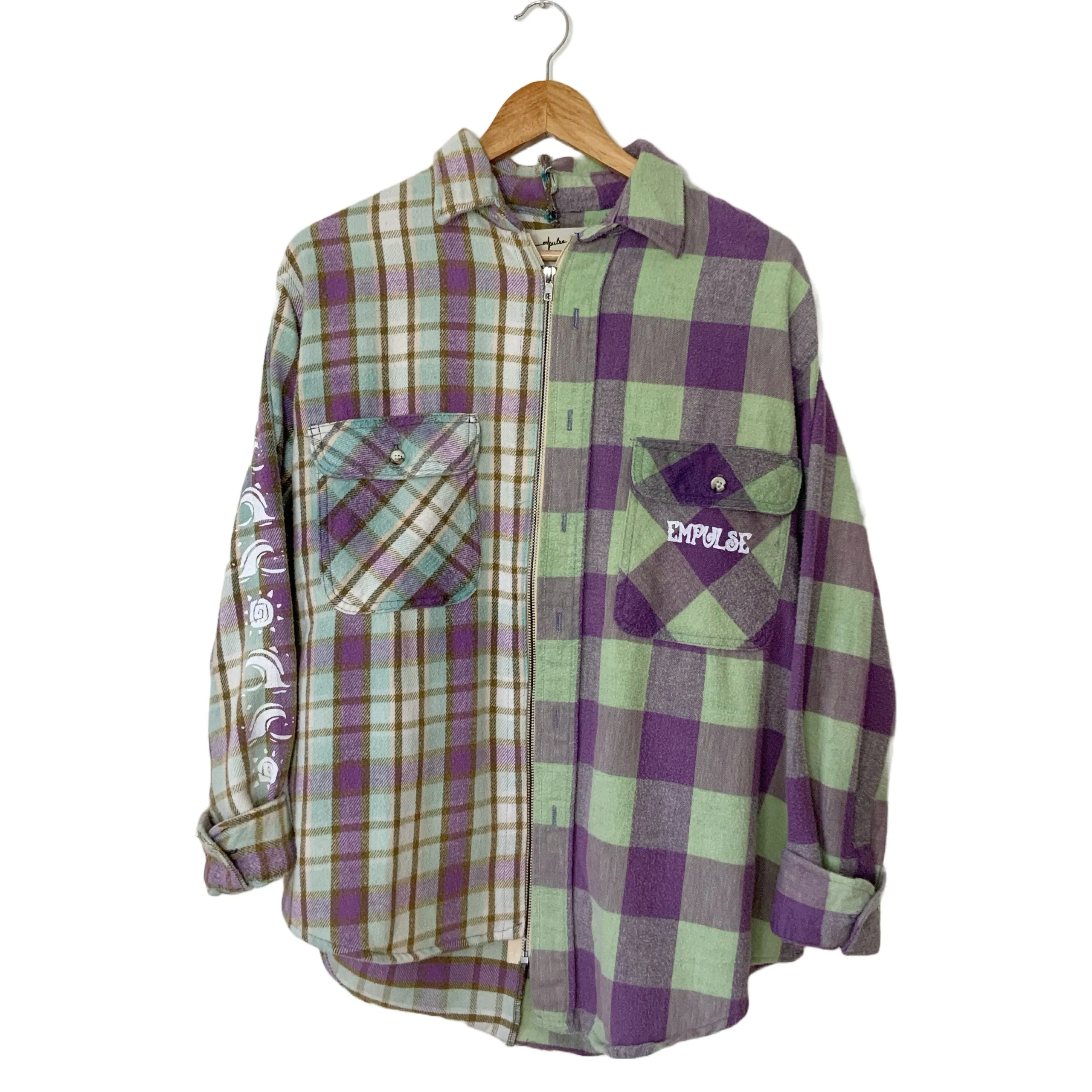Lavender/Mint Zip Split Flannel