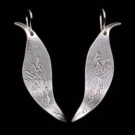 Leaf with Cattails or Vine Earrings