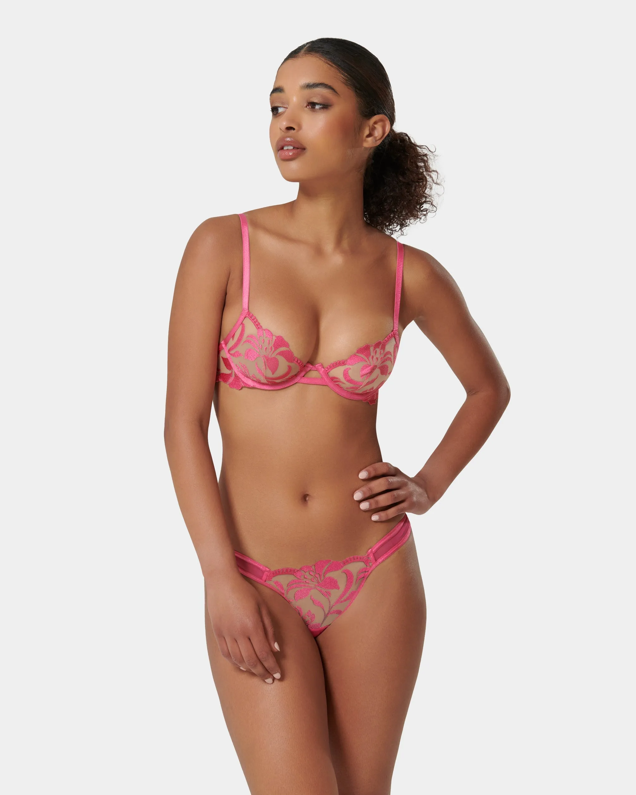 Leonora Panty Fuchsia Pink/Sheer
