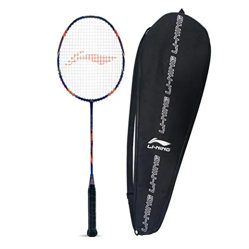 Li-Ning SS-68-X Strung Carbon-Graphite Badminton Racquet (Navy/Orange, S1, 85-87 grams, 28-30 lbs)