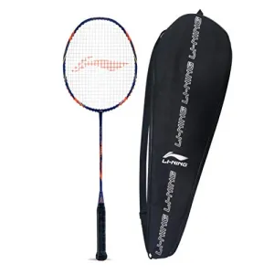 Li-Ning SS-68-X Strung Carbon-Graphite Badminton Racquet (Navy/Orange, S1, 85-87 grams, 28-30 lbs)