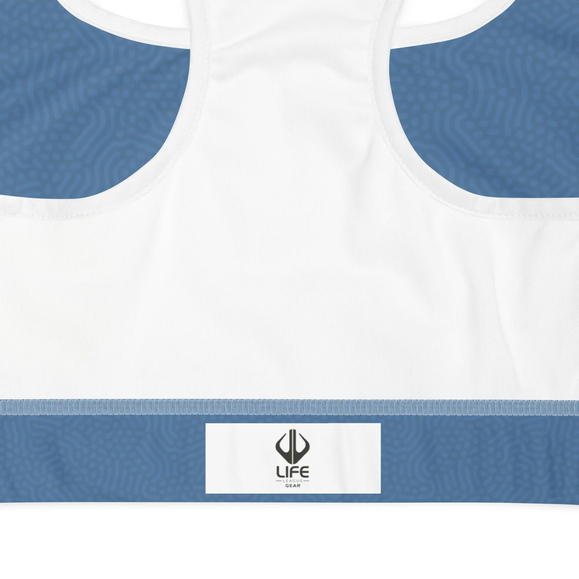 Life League Gear - "Blue Coral" - (White Trim) Women's Padded Sports Bra / Dive Top