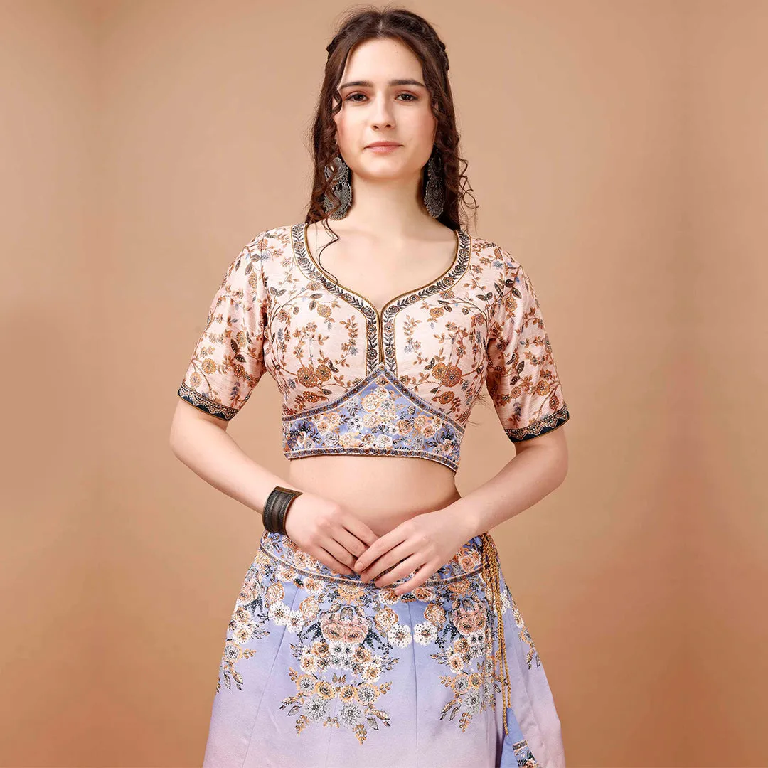Light Lavender and Cream Lehenga Set