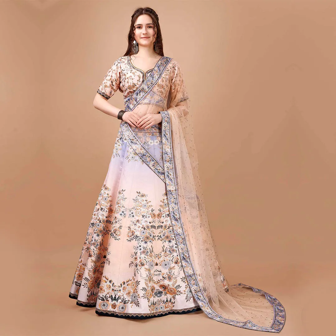 Light Lavender and Cream Lehenga Set
