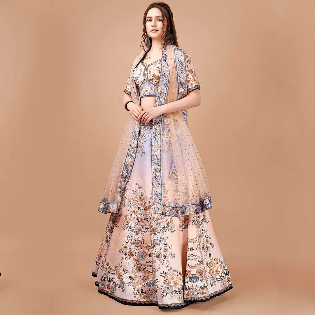 Light Lavender and Cream Lehenga Set