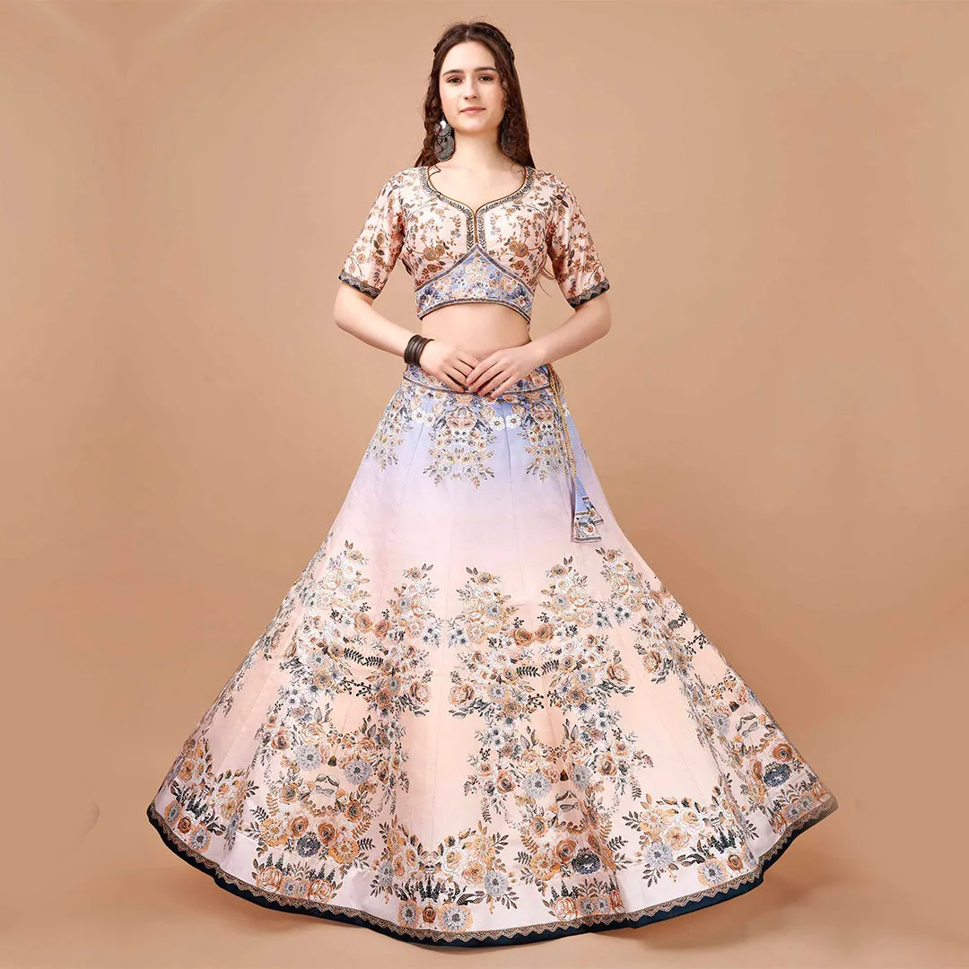 Light Lavender and Cream Lehenga Set
