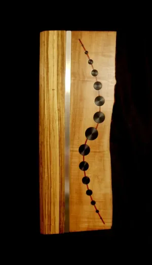 Live Edge Maple, Zebra Wood, and Metal Wall Art