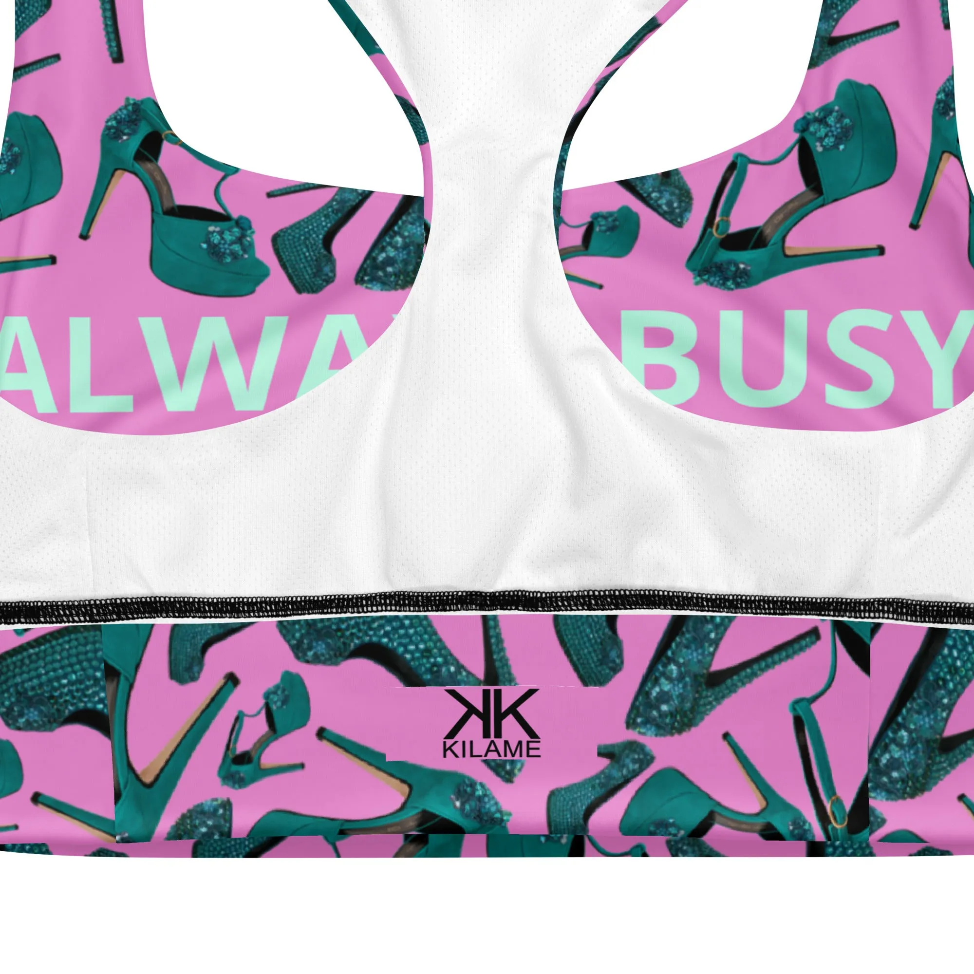 Longline sports bra 'Always busy'