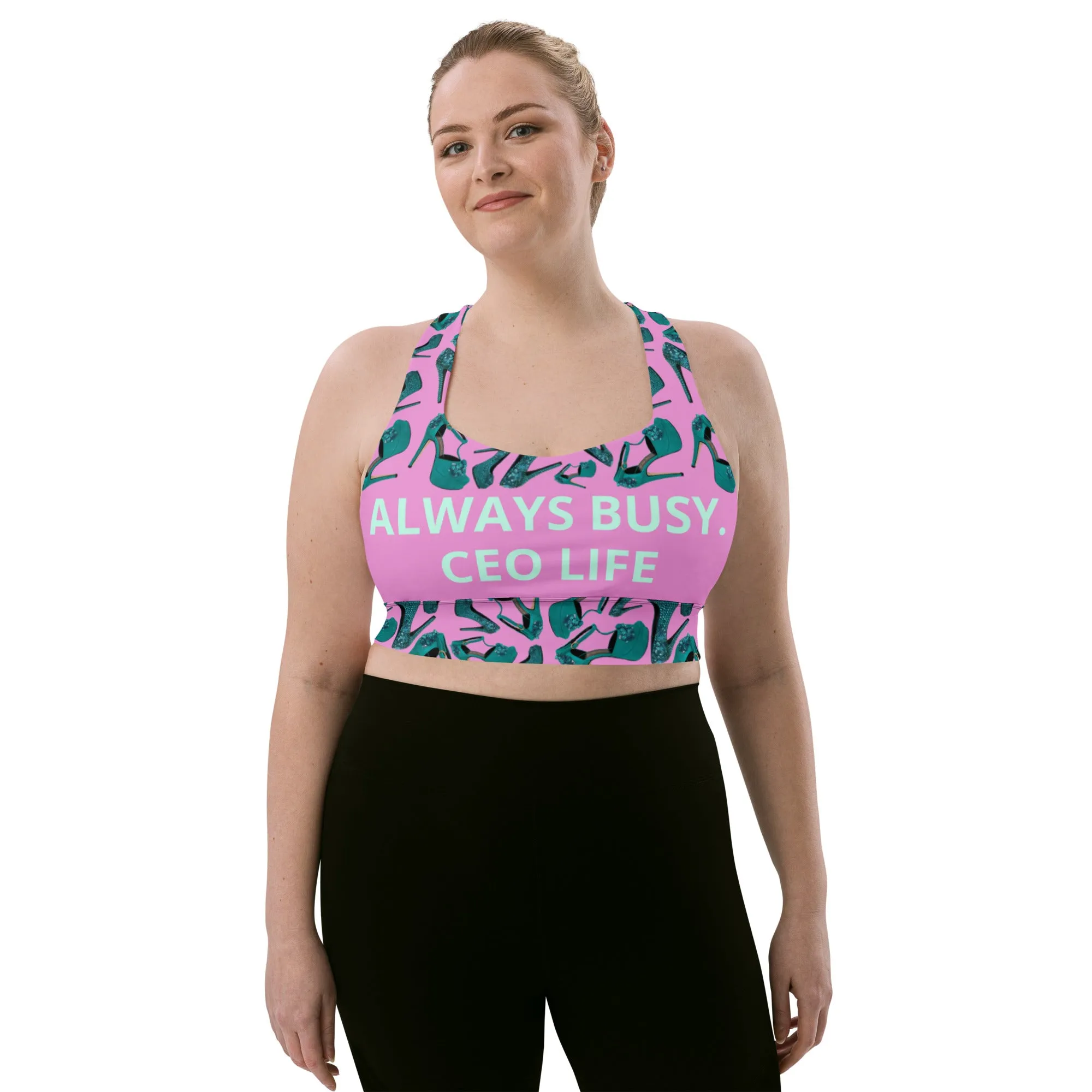 Longline sports bra 'Always busy'