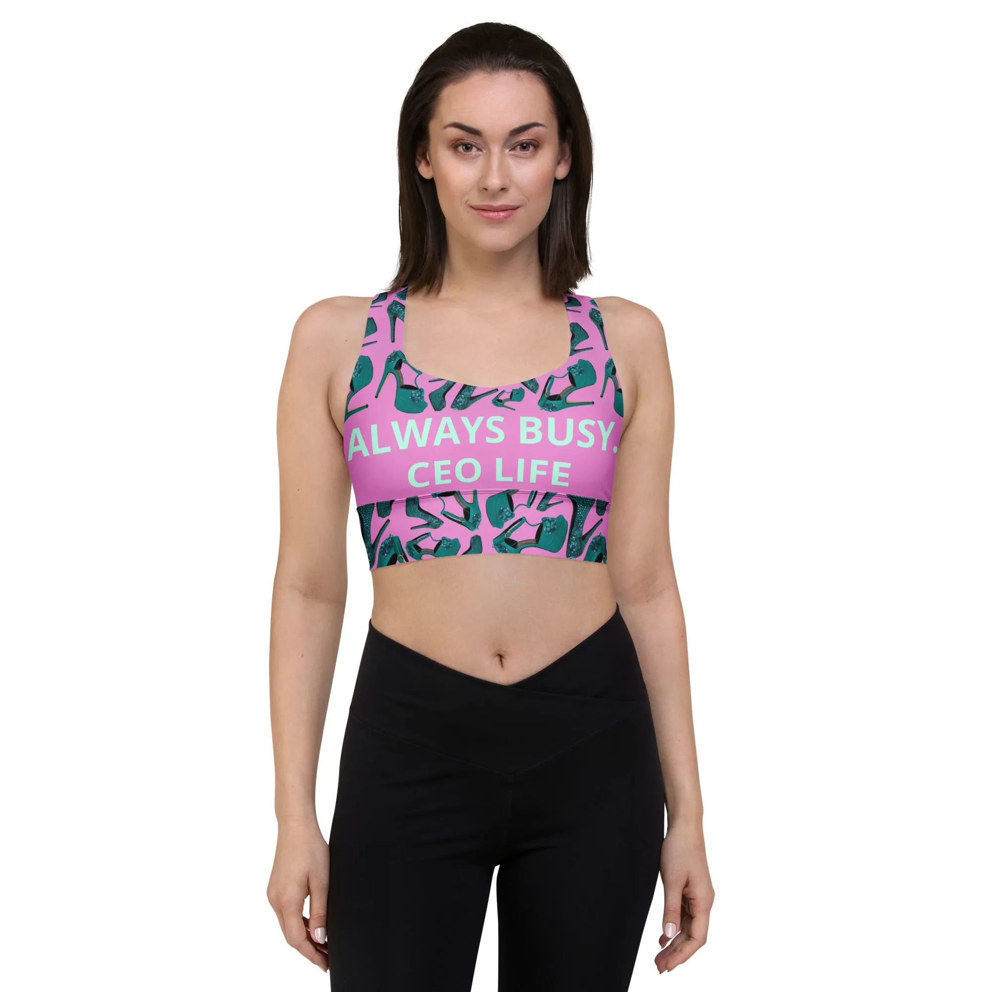 Longline sports bra 'Always busy'