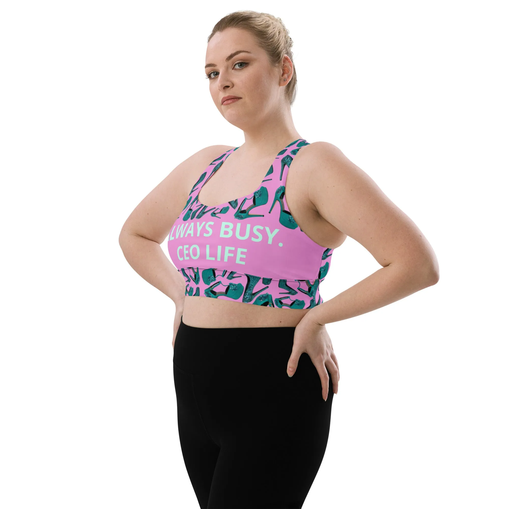 Longline sports bra 'Always busy'