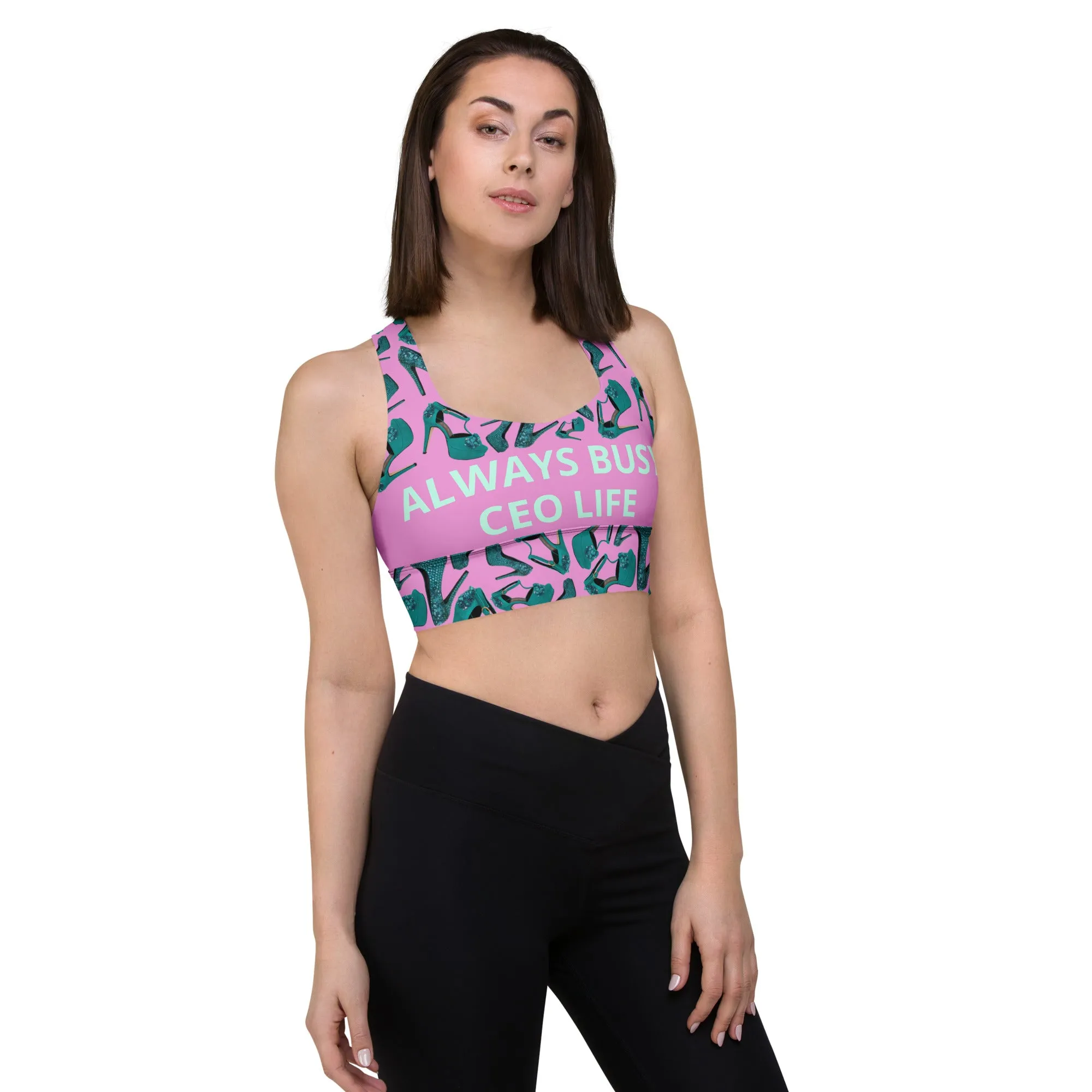Longline sports bra 'Always busy'
