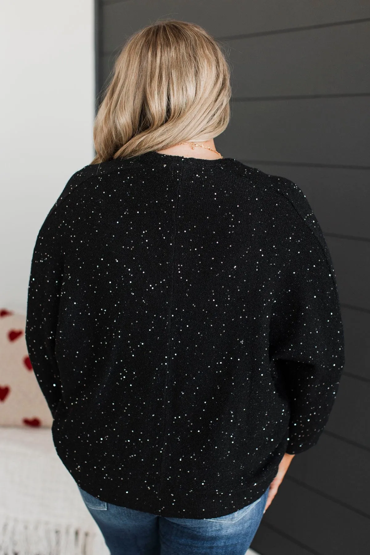 Looking Sophisticated Sequin Knit Cardigan- Black