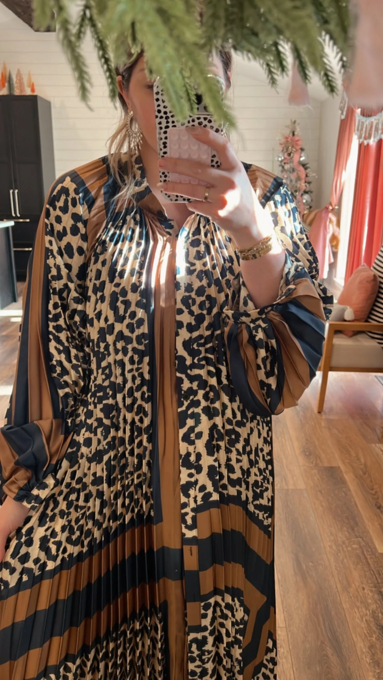 Loudly Leopard Pleated Maxi Dress - Navy