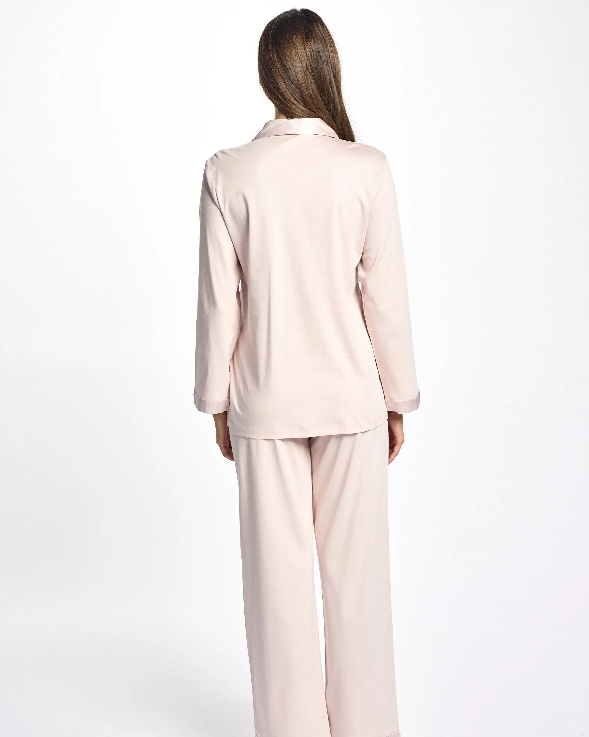 Love&Lustre - Pima Cotton with Silk Trim PJ Set - Rosewater