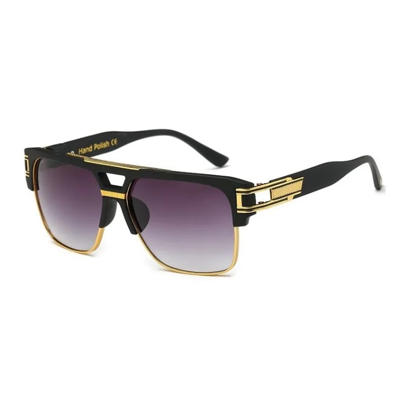 Luxury Men's Glamour Fashion Mirrored Retro Vintage Square Designer Shades Sunglasses