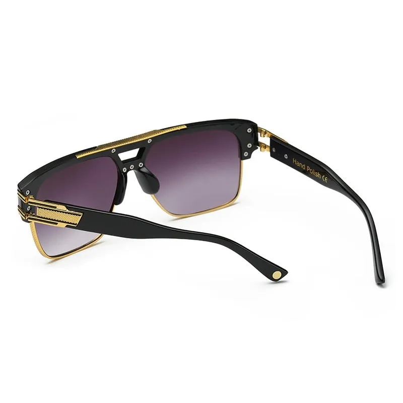Luxury Men's Glamour Fashion Mirrored Retro Vintage Square Designer Shades Sunglasses