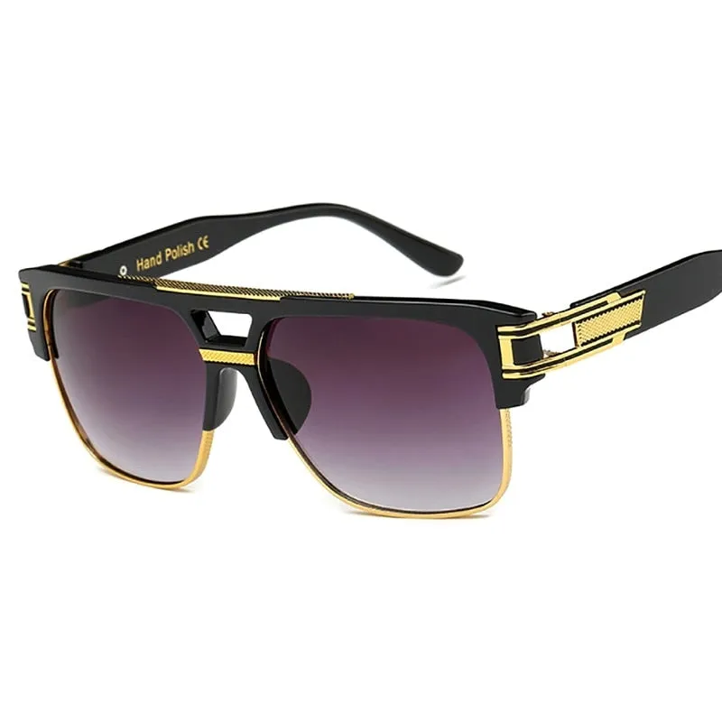 Luxury Men's Glamour Fashion Mirrored Retro Vintage Square Designer Shades Sunglasses