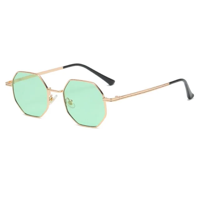 Luxury Square Sunglasses Men Women Fashion Small Frame Polygon Sun Glasses Metal Vintage Retro Brand Octagon Gafas De Sol