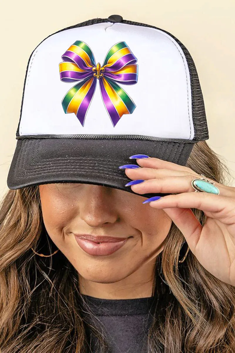 Mardi Gras Ribbon Foam Mesh Back Trucker Cap