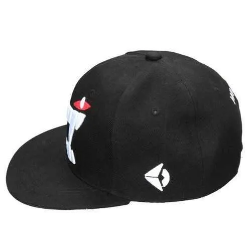 Mens Big Tooth Hiphop Hats Adjustable Flat Snapback Baseball Women Dance Cap