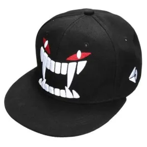 Mens Big Tooth Hiphop Hats Adjustable Flat Snapback Baseball Women Dance Cap