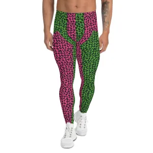 Mens Leggings, Green Leopard Skin