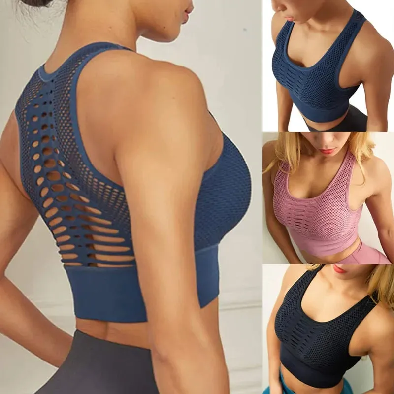 Mesh Openwork Push-Up Sports Bra