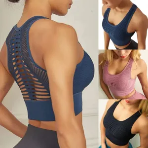 Mesh Openwork Push-Up Sports Bra