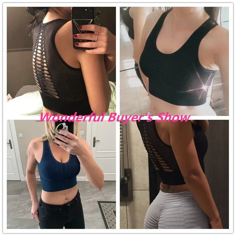 Mesh Openwork Push-Up Sports Bra