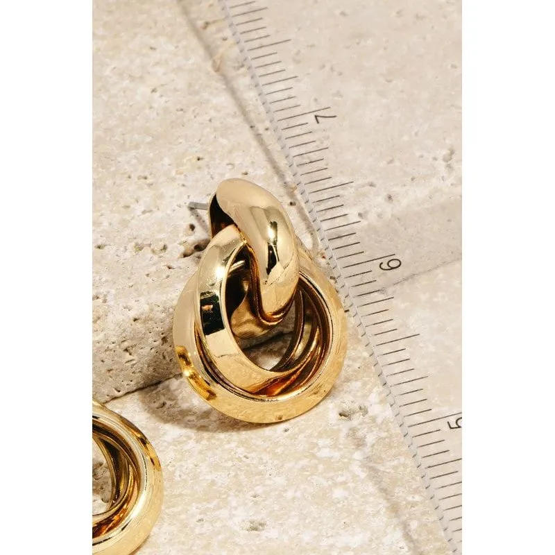 Metallic Double Ring Link Earrings