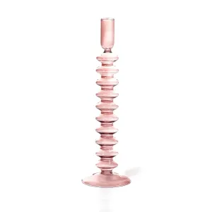 Mid-Century Modern Taper Candle Holder in Rose Quartz