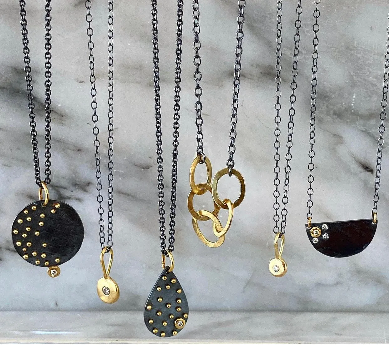 Mixed-Metal Diamond Pendant