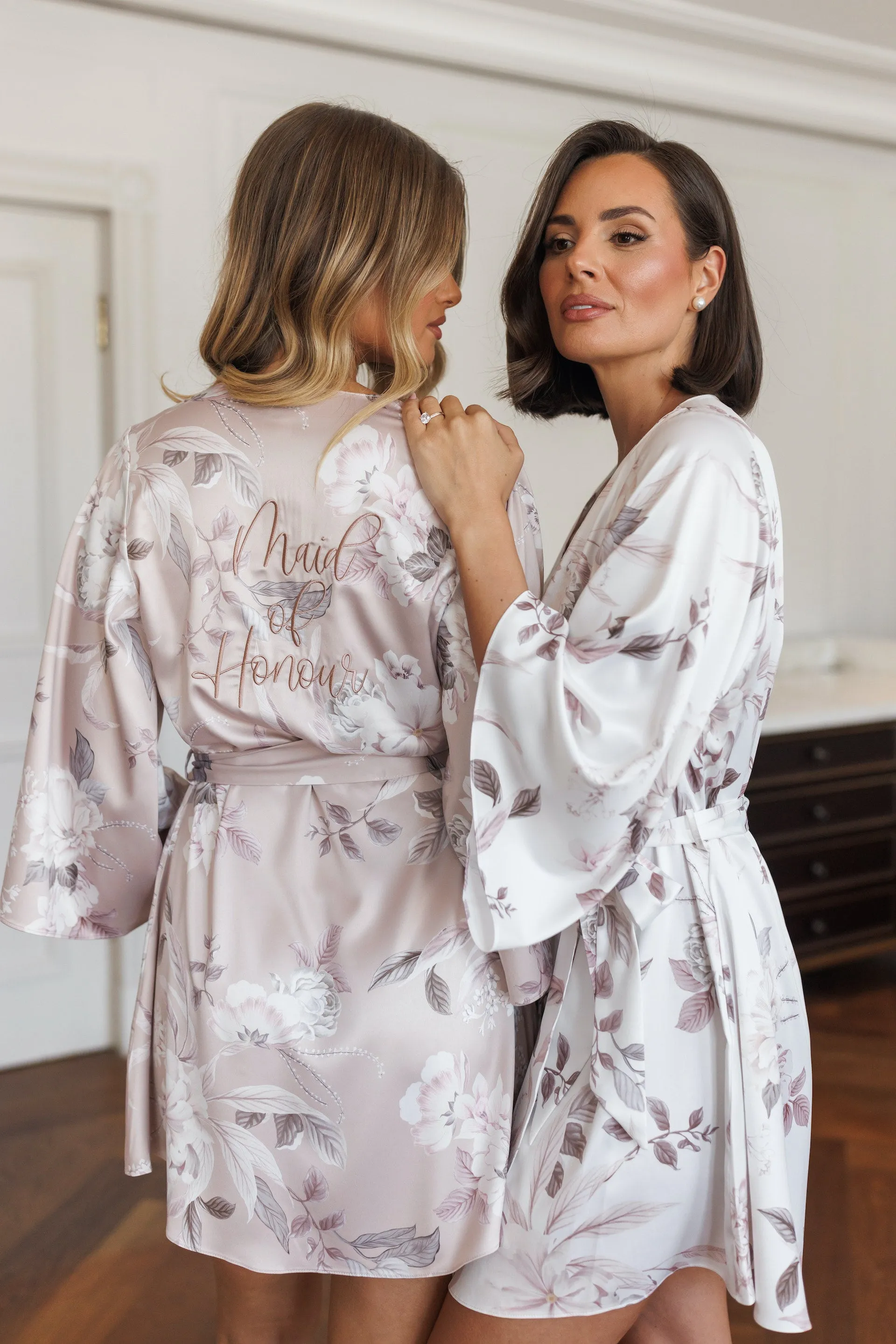 MJ Satin Floral Bridesmaid Robe