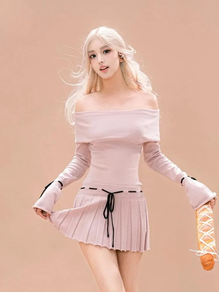Moonlight A-Line Pleated Knit Dress