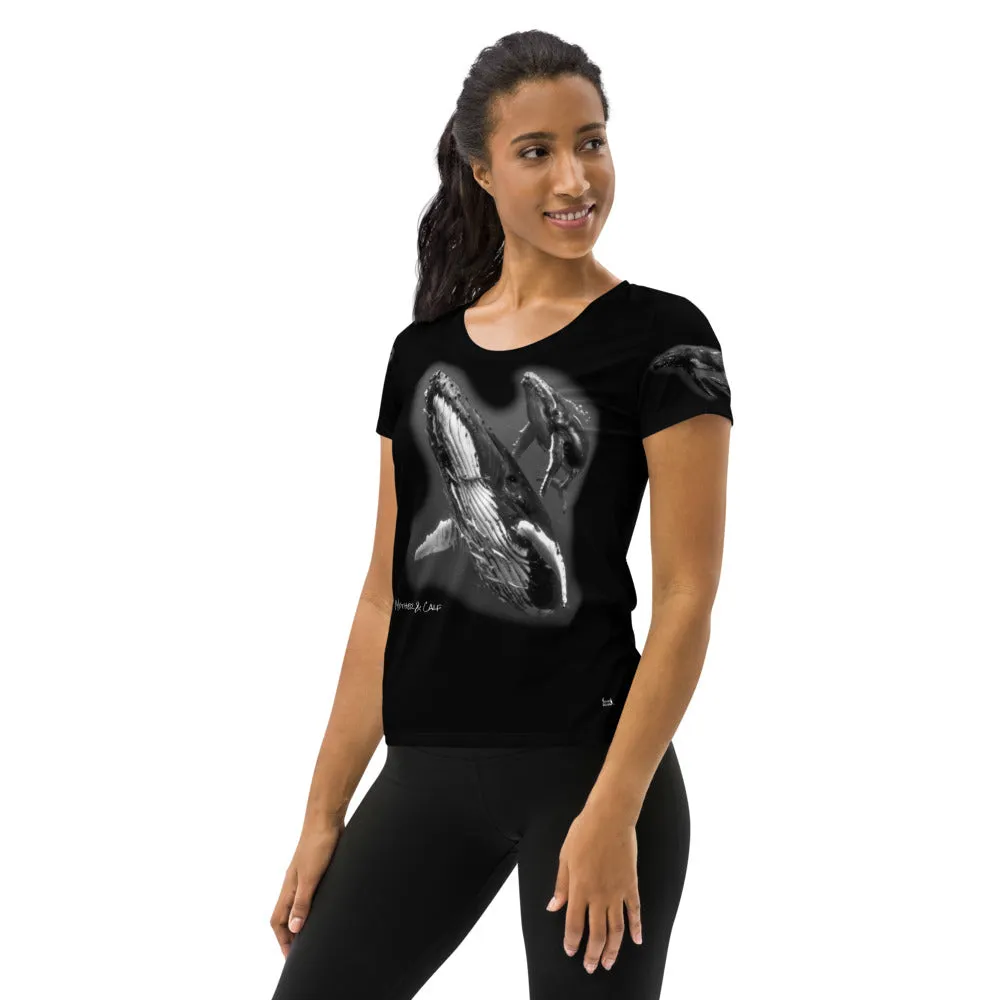 Mother & Calf Humpbacks All-Over Print Women's Athletic T-shirt