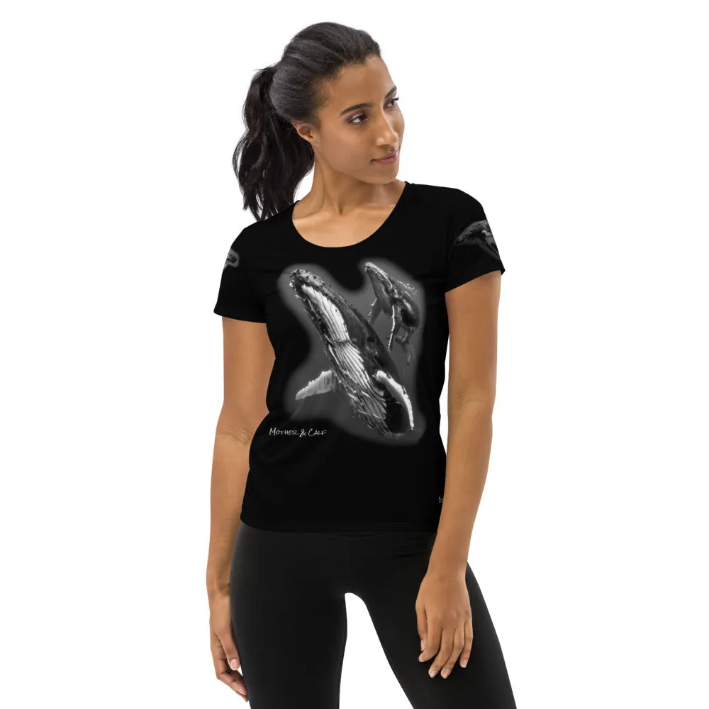 Mother & Calf Humpbacks All-Over Print Women's Athletic T-shirt