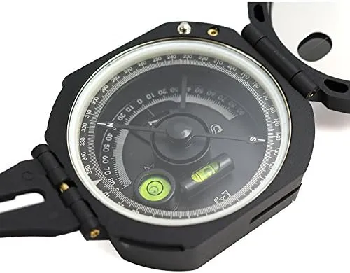 Multifunctional Compass for Hiking, Outdoor Survival,Camping with Distance Calculator,Mirror, Lensatic Sighting,Surveyors Foresters,Lightweight and Durable - Black