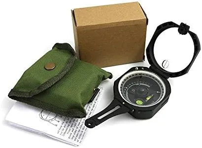 Multifunctional Compass for Hiking, Outdoor Survival,Camping with Distance Calculator,Mirror, Lensatic Sighting,Surveyors Foresters,Lightweight and Durable - Black