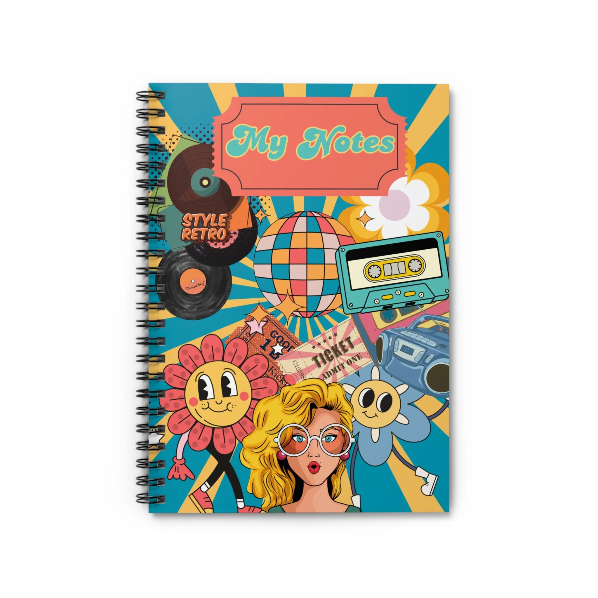 My Notes Retro Style Spiral Notebook - Ruled Line