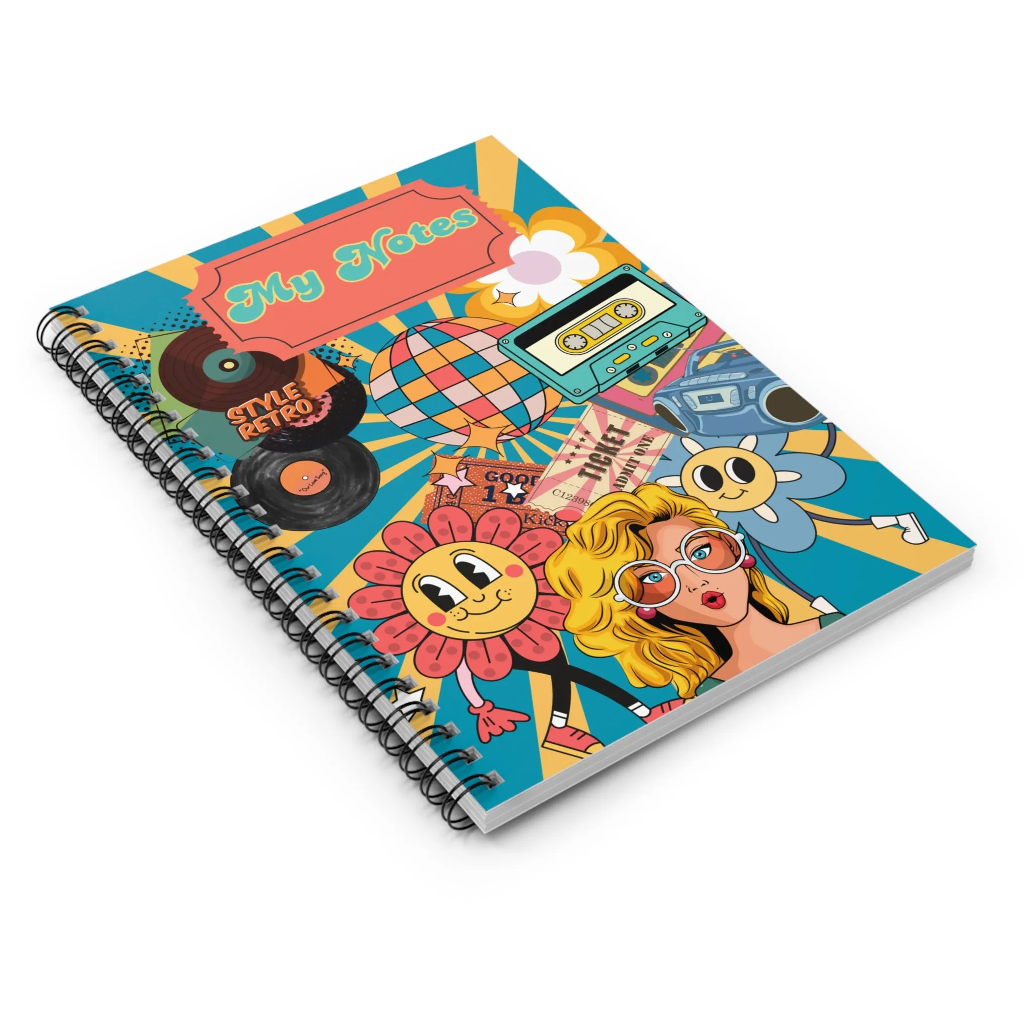 My Notes Retro Style Spiral Notebook - Ruled Line