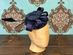 Navy Satin Fascinator
