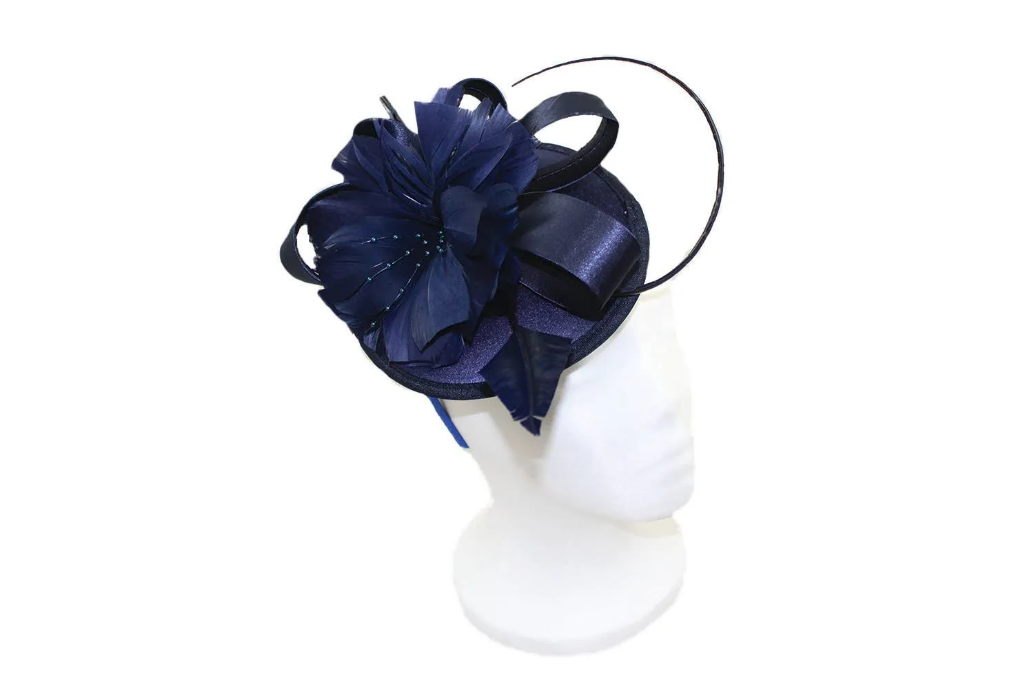 Navy Satin Fascinator