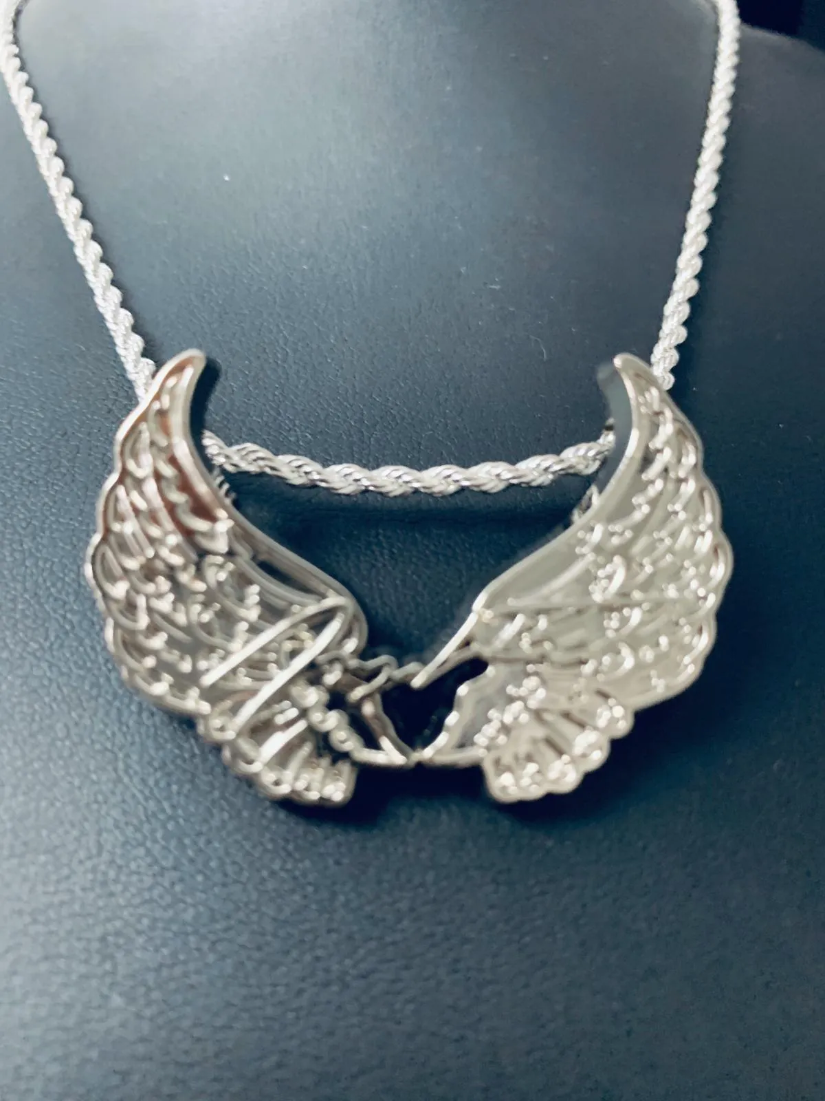 Necklace Long Style Stainless Steel Collection Color Silver - Power Wings By Jullye Giliberti